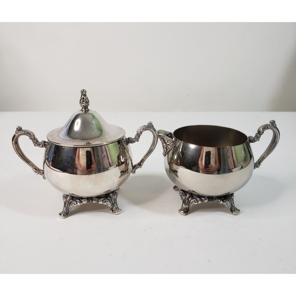 Oneida Silver Du Maurier Silverplate Sugar & Creamer Roses Victorian Style